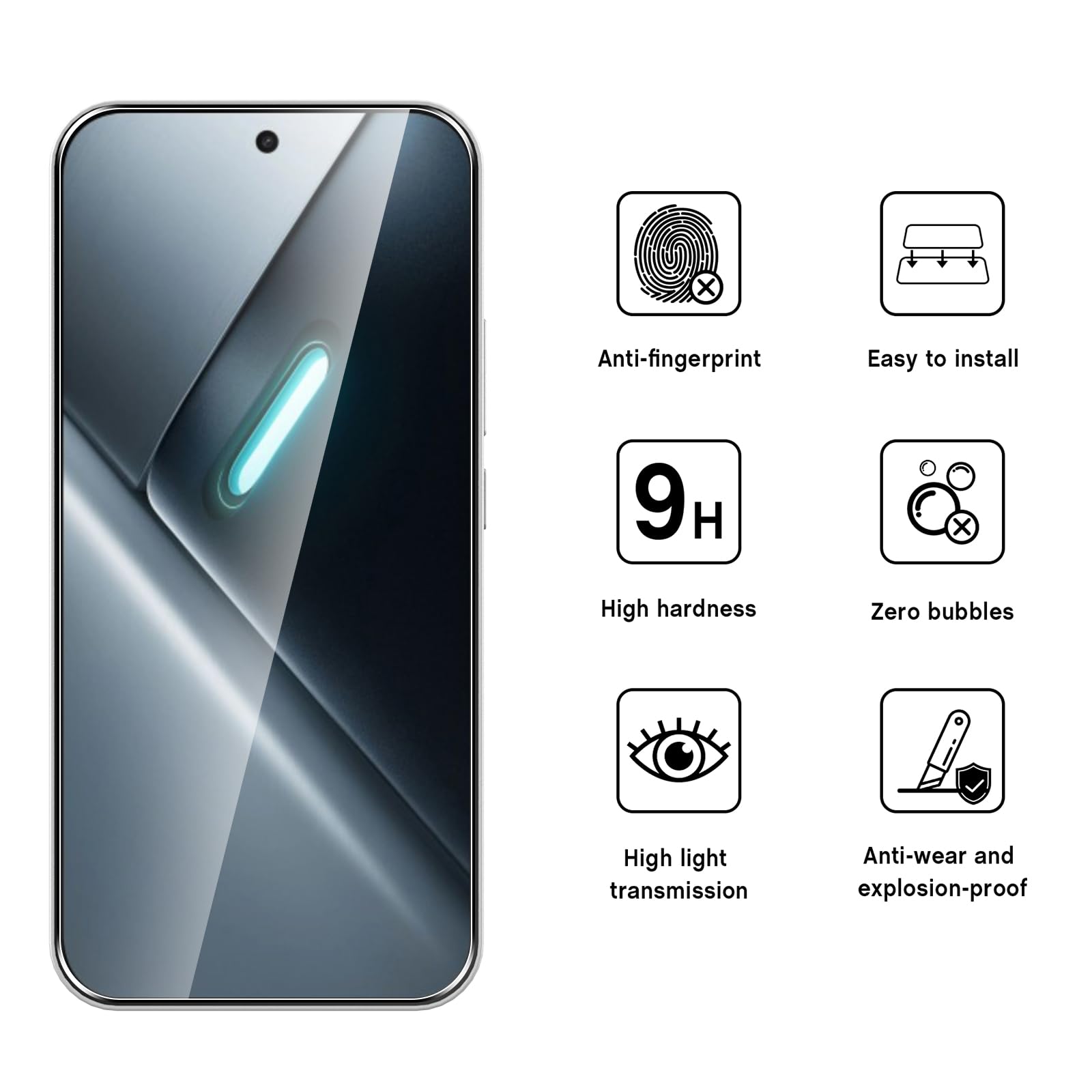 WFTE Zestaw 2 folii ochronnych na ekran ze szkła pancernego do Xiaomi Poco X8 Pro 5G, twardość 9H, odporna na zarysowania, antybąbelkowa, szklana osłona ekranu do Poco X8 Pro