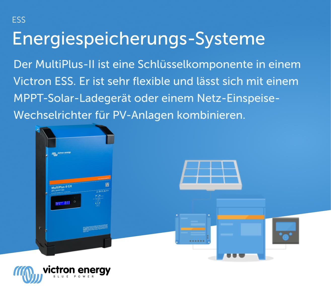 Victron Energy MultiPlus-II GX Reiner Sinus Wechselrichter 35 Amp Batterie Ladegerät, Spannungswandler, Transferschalter Inverter Charger, 3000VA 48-Volt 230V