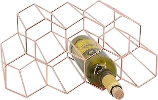 HOMOKUS Wine Rack Countertop Metal Wine Holder Tabletop Wine Rack Storage Wine Shelf Portable Wine Cabinet Freestanding Wine Holder for Bar Counter Restaurant Table and Living Room (Rosegold)