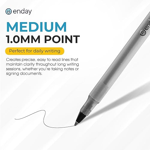 Miniatura 3 de Enday Bolígrafos (paquete de 60) 30 bolígrafos azules y 30 negros, bolígrafos de tinta a granel, punta media de 0.039 pulgadas, bolígrafos de