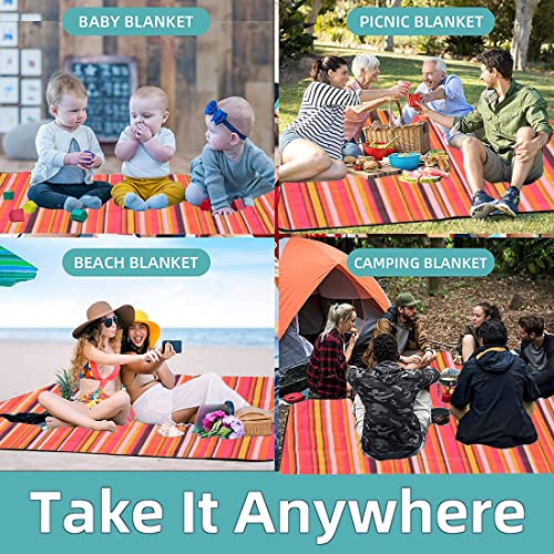 Image of PACKNBUY Foldable Picnic Mat for Outdoor Waterproof Sand Proof Camping Blanket for Beach Travel Park Family Outing Trekking Hiking Large Foldable Mat Rug (RED Pink)