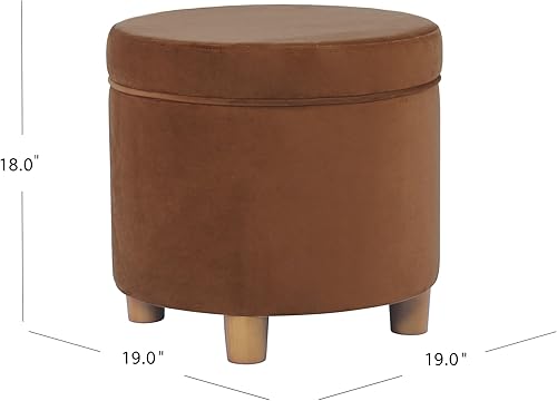 Miniatura 3 de HomePop Decoración del hogar  Otomana redonda tapizada de almacenamiento  Otomana con almacenamiento para sala de estar y dormitorio, terciopelo