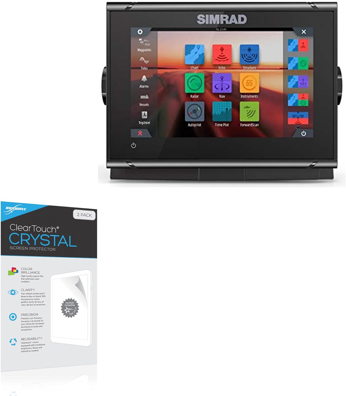 BoxWave Screen Protector Compatible with Simrad 000-14838-002 (7 in) - ClearTouch Crystal (2-Pack), HD Film Skin - Shields from Scratches