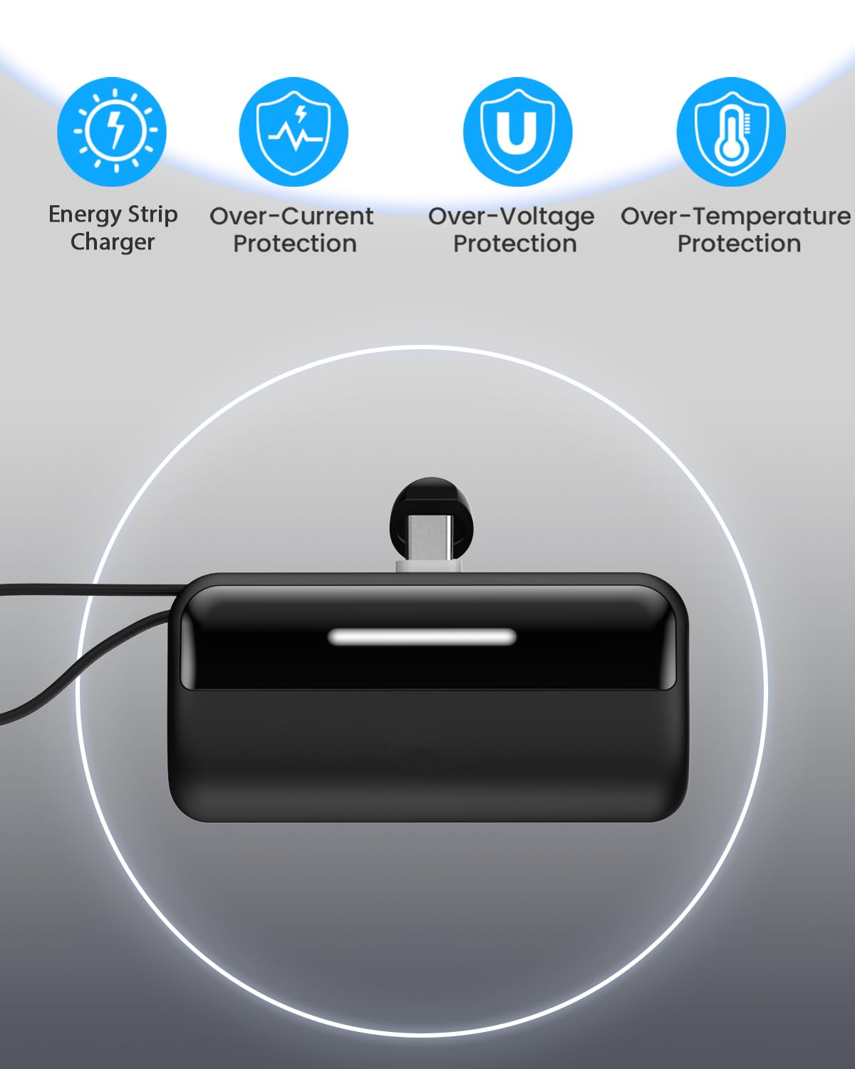 [2-Pack] Portable Charger Power Bank for iPhone,5500mAh USB C Battery Pack Travel Essentials Phone Charger Built in Cable & Foldable Stand,22.5W Fast Charging for iPhone 16/15/14,Samsung,Android