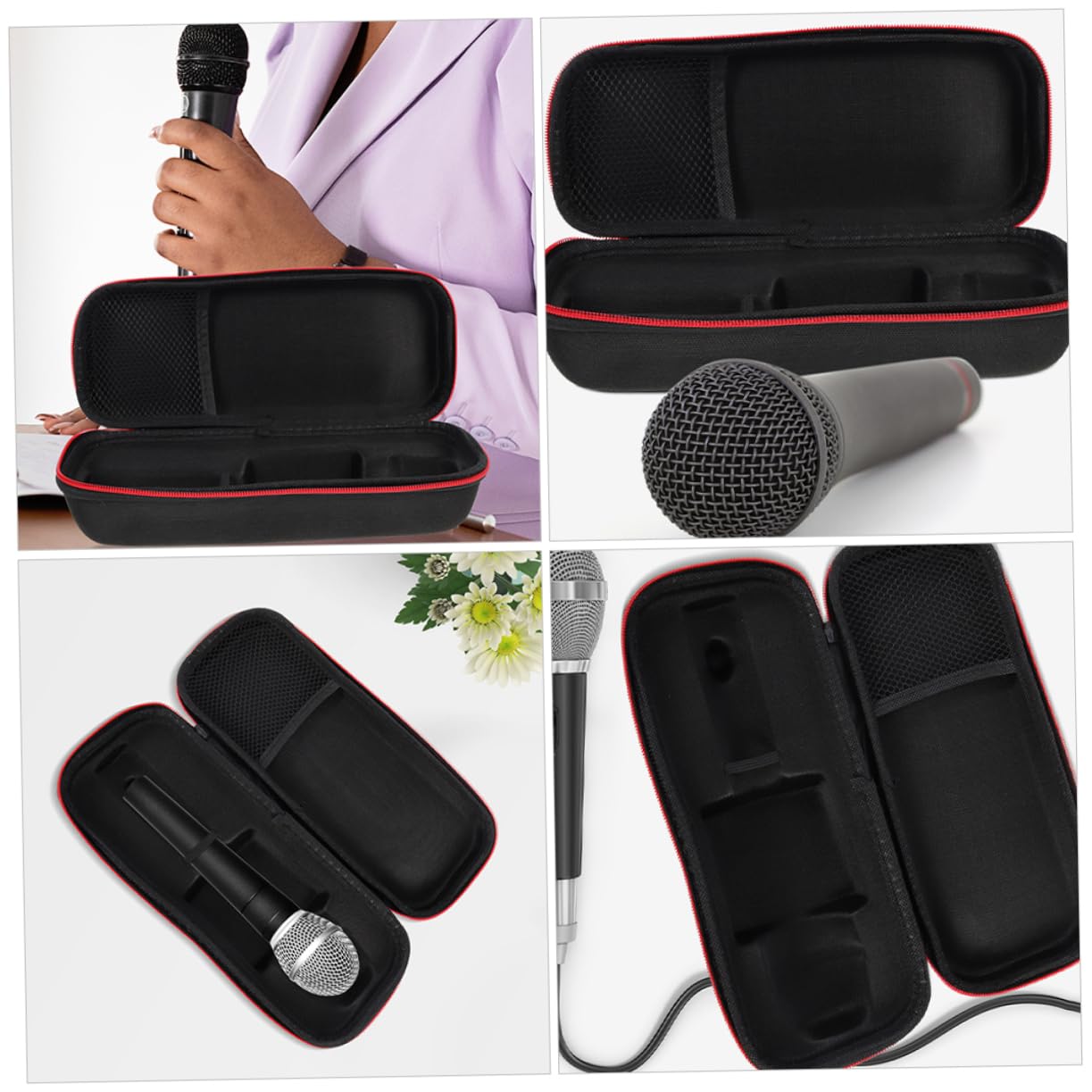 Yardwe 2 pcs Microphone Storage Bag Portable Handheld Microphone Case Sturdy Shockproof Zipper Pouch for Travel Use Lightweight Convenient Mic Carrying