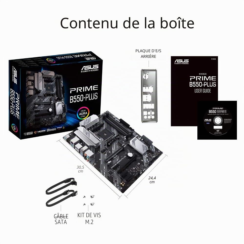 ASUS 90MB14U0-M0EAY0 Prime B550-PLUS Socket (PC) AM4 Facteur de Forme (détails) Chipset de Carte mère ATX AMD