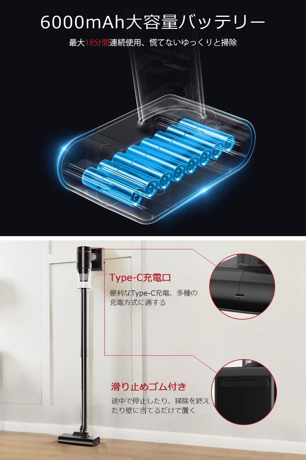 Amazon | 掃除機 コードレス 【2025革新版&15000pa 超強力吸引