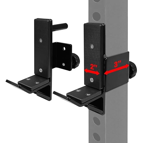 Yes4All J-Hooks Barbell Holder for Power Rack - J Hook Weight Rack/Fitness Racks J Hook - Fit 2x3 inch Square Tube (Pair), B. Black - J-Hook 2x3
