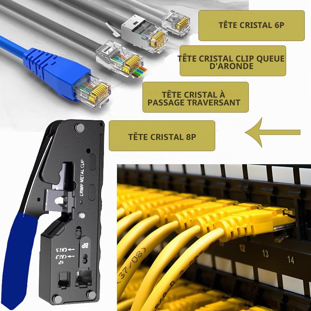 MAYLINE CAT5 Réseau d'Outils Testeur de Network Câble Kit, Ensemble d’Outils de Réseau, Pince à Sertir Fil RJ45 CAT7 CAT6 Sertissage Outillage Ordinateur Cablage, LAN Réparation Maintenance (BLUE)