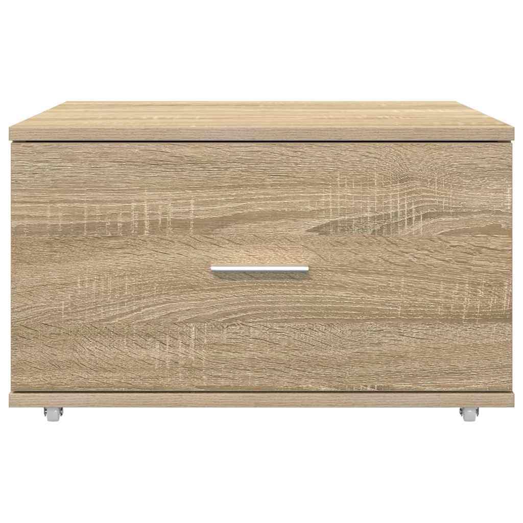 vidaXL Cajonera con Rueda Roble Sonoma 55 x 45 x 31 cm, Armario Rectangular Moderno, Gran Capacidad de Almacenamiento, Espacio Interior organizado, Mueble Funcional, Minimalista