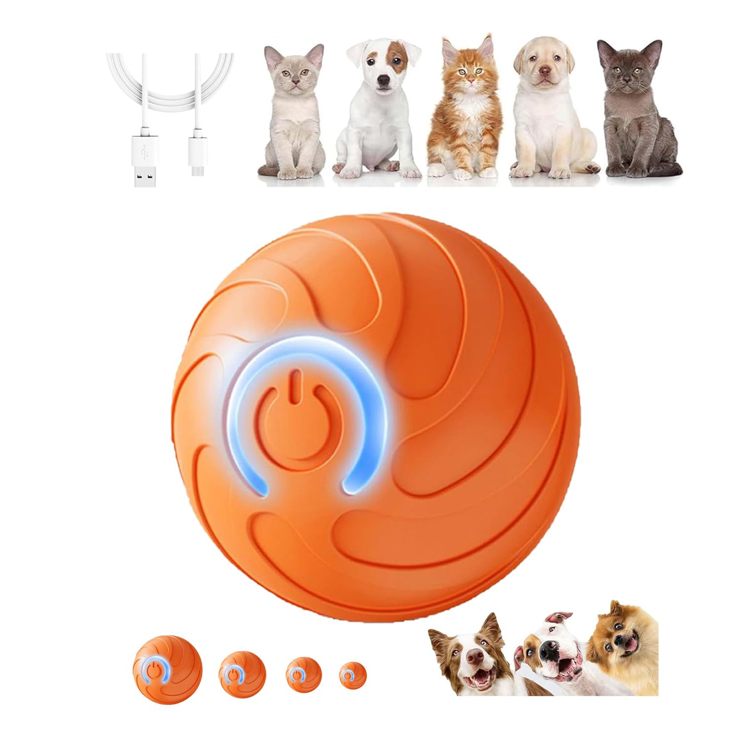 Smart Jumping Ball for Dogs Duraspin Dog Bouncing Ball Automatic Rolling Interactive Bouncing Toys for Small Dogs Dog