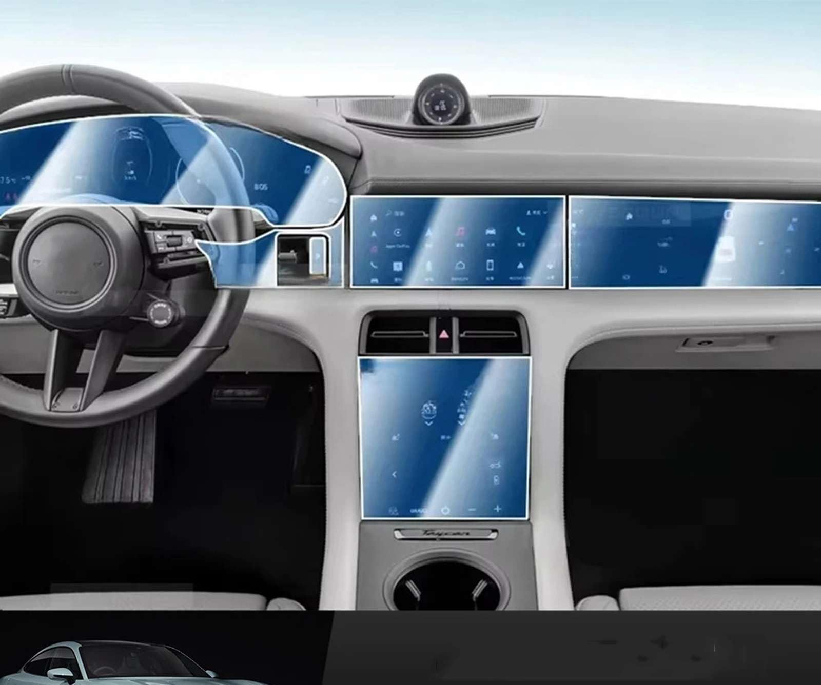 Film de protection intérieur en TPU Porsche Taycan finition invisible luxe
