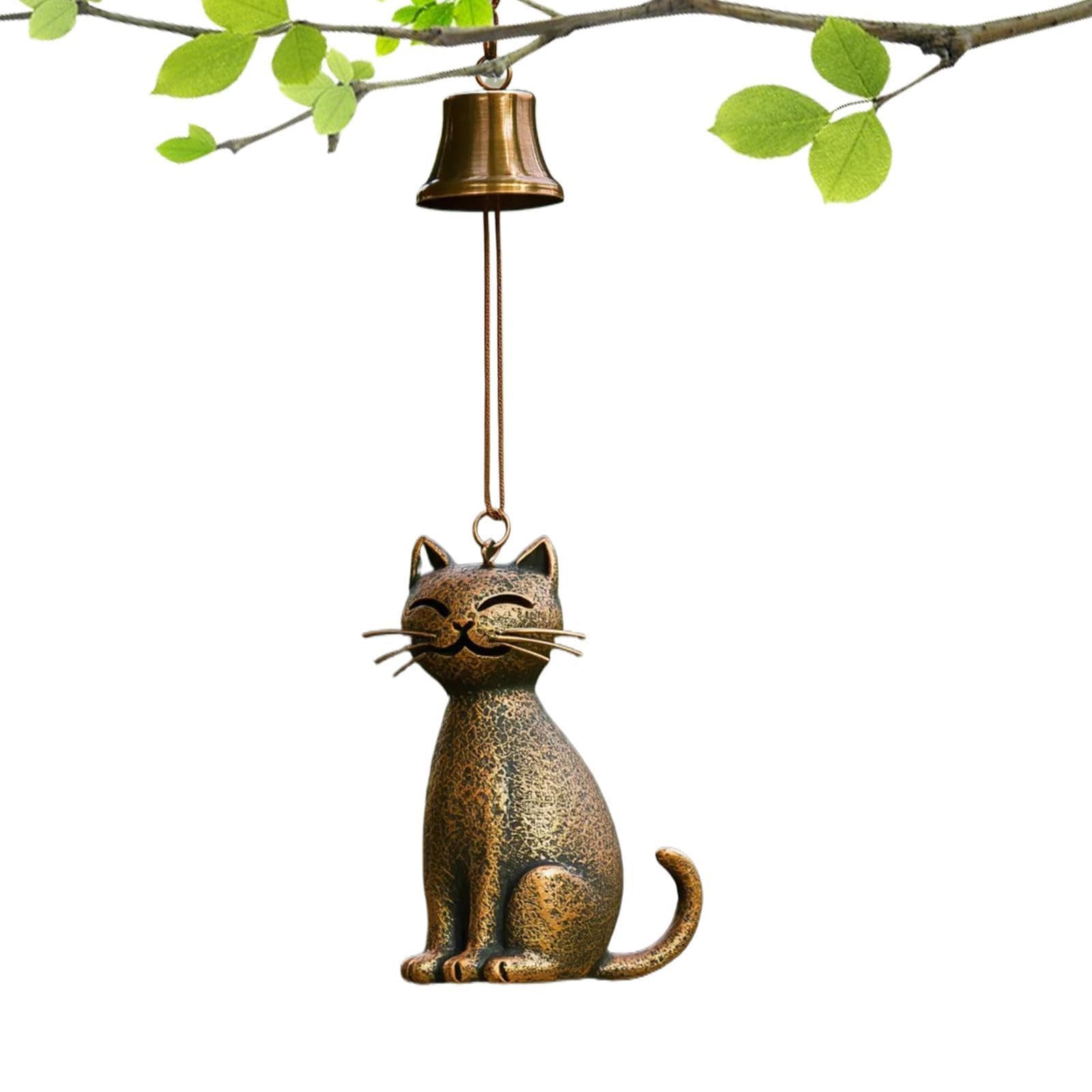 Carillon éolien chat aux cloches extérieures mélodieuses pour jardin