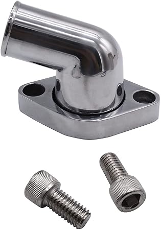 1 SET SHLPDFM chrome Steel Chevy Water Neck 15 degree Swivel Polished aluminum Water Neck Thermostat Housing Compatible with SBC BBC CHEVY 327 350 396 454 Engines