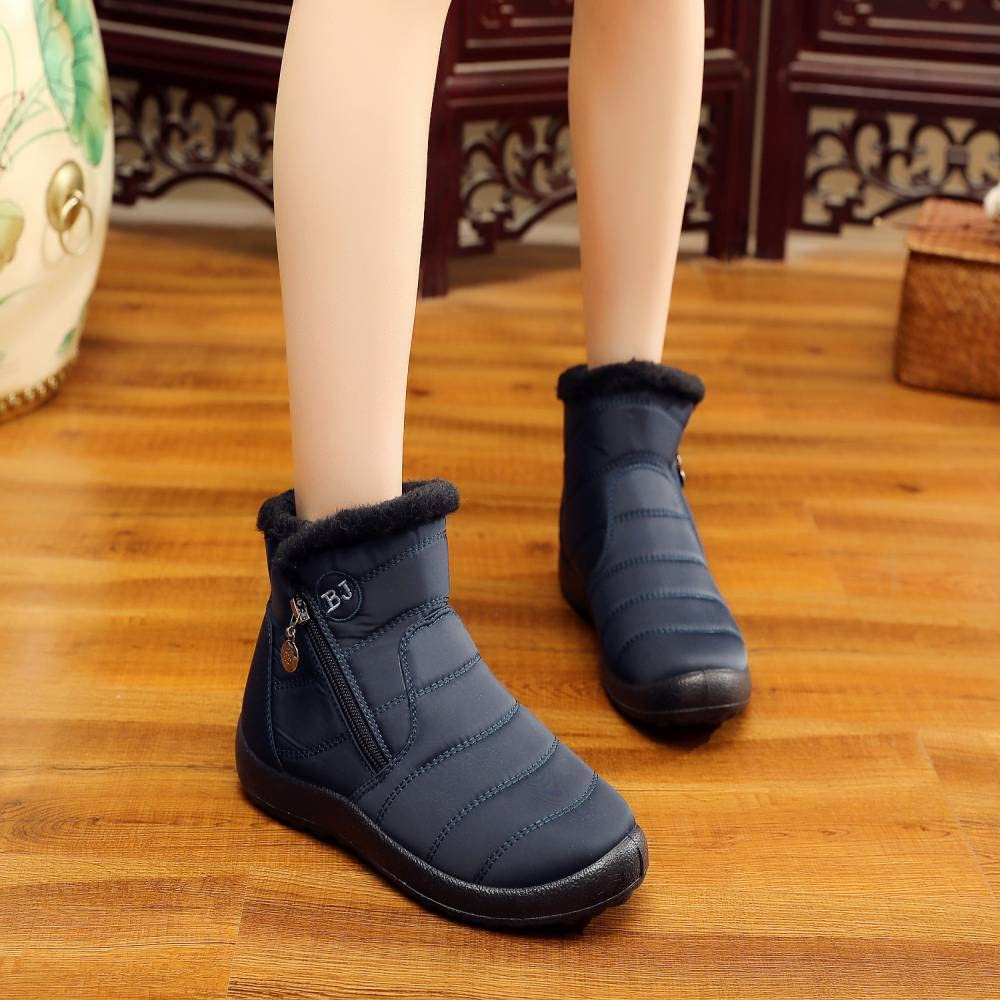 Boojoy Bottes d'hiver chaudes à enfiler pour homme et femme Pointure 43 Bleu