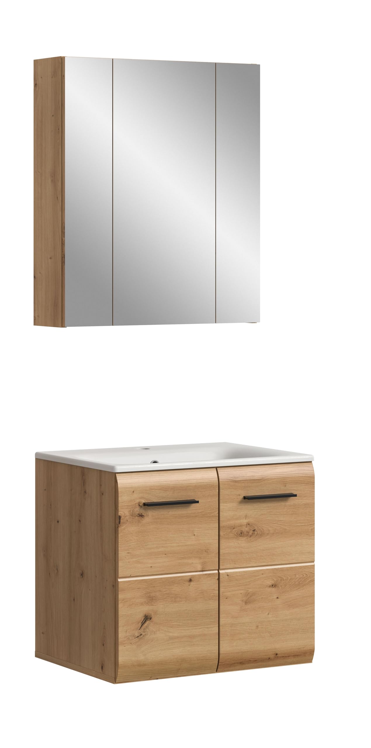 Homes & Jones xonox.Home - Ice Badkombination 3-TLG. (B/H/T: ca. 135/185/30 cm) in Nox Oak Nachbildung/schwarz matt