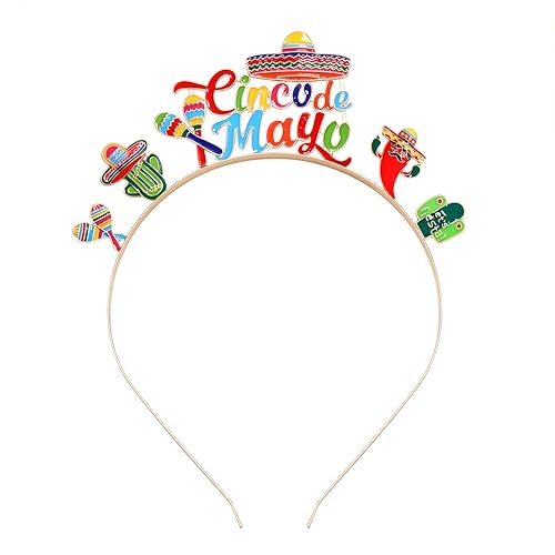 Cinco De Mayo Diademas Mexicana Fiesta Hairband Sombrero Chili Cactus Piñata Aro Pelo Aro Mexicano Decoración Fiesta Colorido
