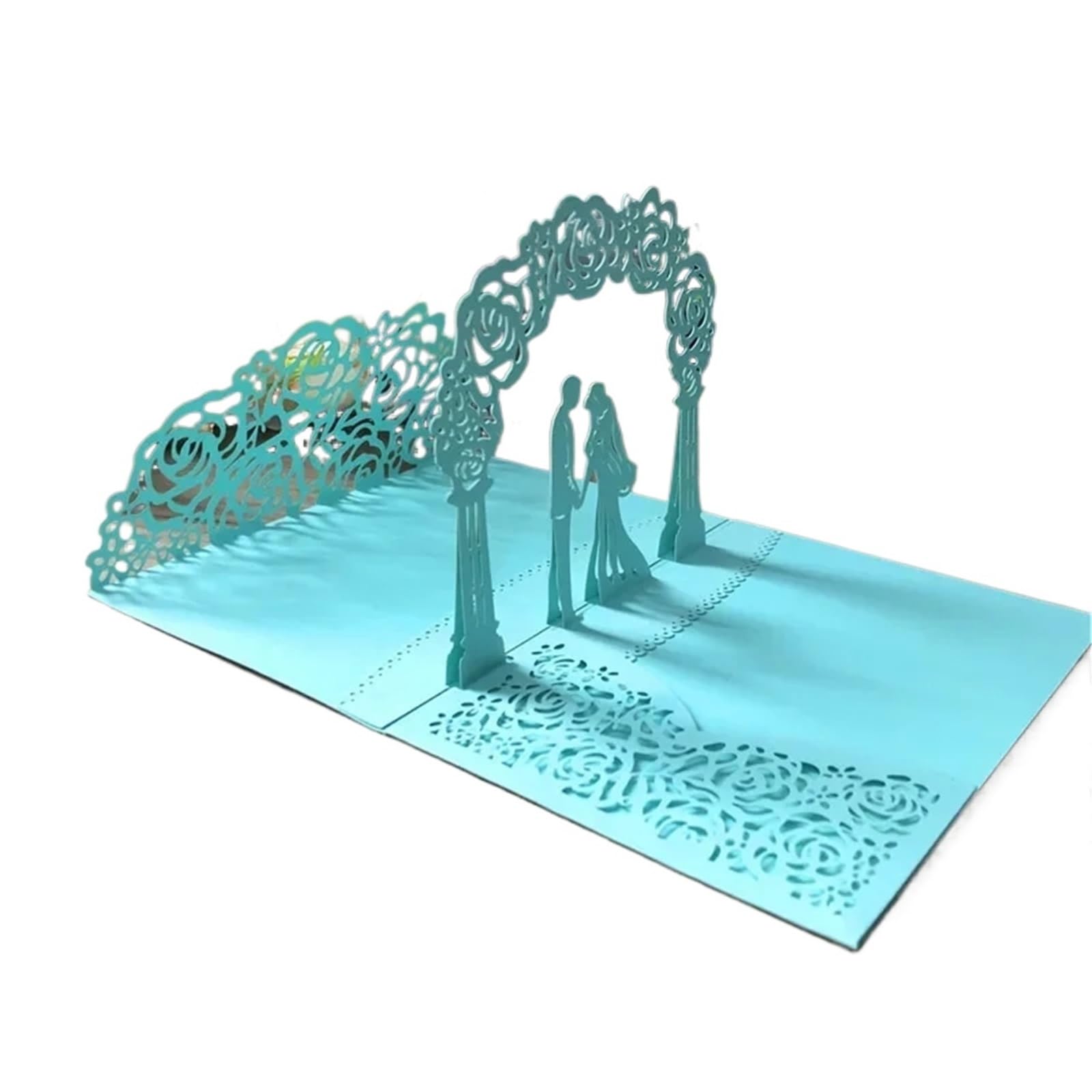 Zaproszenie na ślub Zaproszenia na każdą okazję, zaproszenia ślubne 3D Pop Up z kopertami Wielokolorowe składane opakowanie 10 sztuk(Silver)