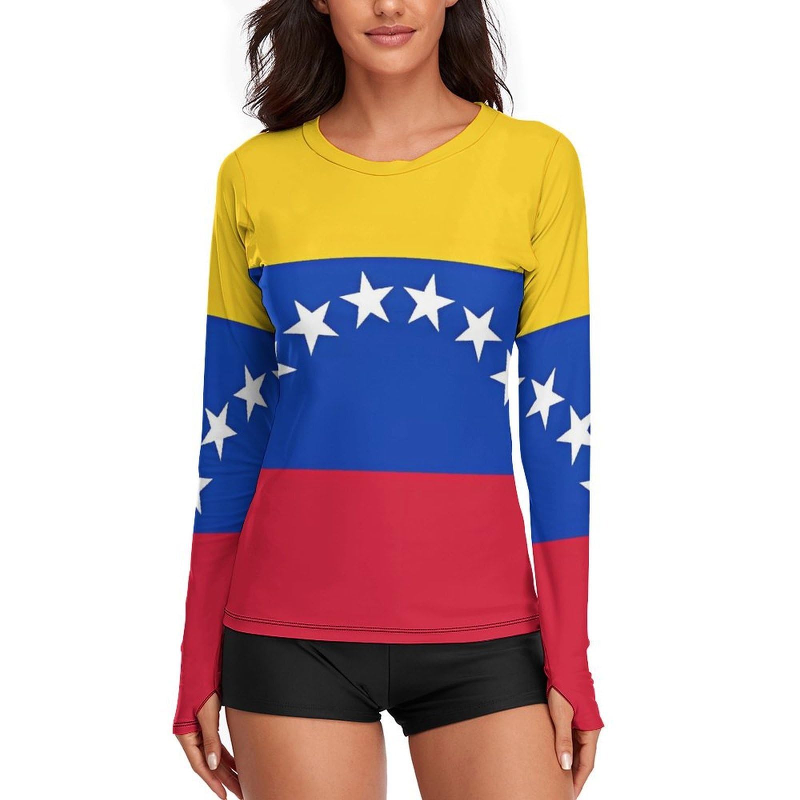 Women's Tops Flag of Venezuela Long Sleeve Shirts for Women Summer Casual Tops Ice Silk Workout Tees