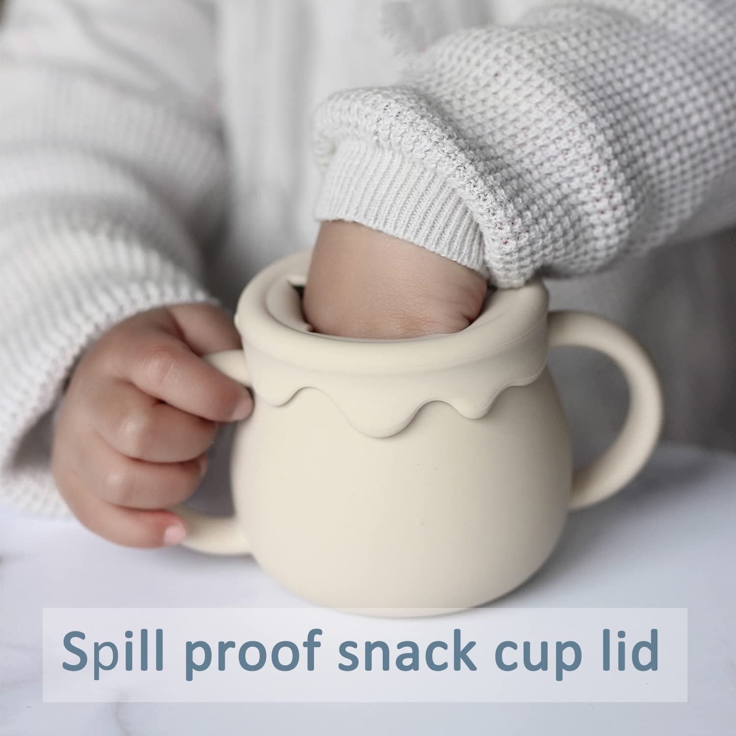 Mom's Aura 2-in-1 Silicone Baby Cups with Straw and Lid for Snacks 8.5 oz Spill-Proof Sippy Cups - Image 4