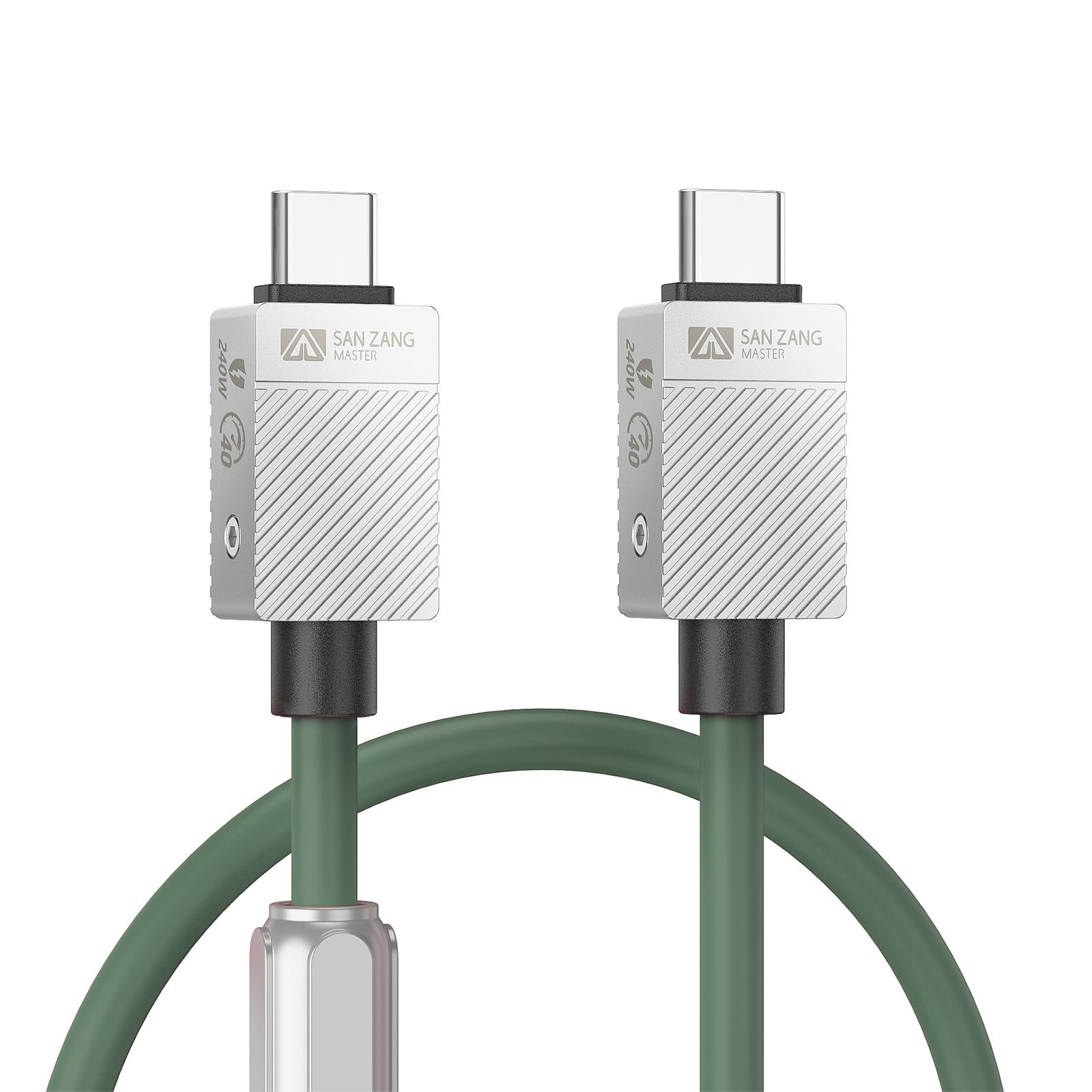 Cavo da USB-C a USB-C da 240 W per Thunderbolt 4 (0,5 m) Trasferimento dati 40 Gpbs, 8K/doppio display 4K Cavo di tipo C compatibile con Thunderbolt 4/3 USB 4 per dispositivo MacBook di tipo C, verde
