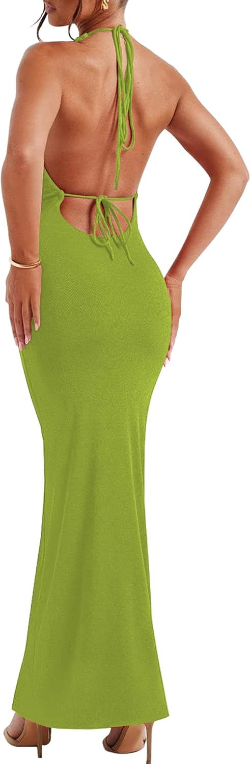 SHESEEWORLD Summer Women's Mock Neck Sleeveless Slim Fitted Maxi Dress Elegant Ruched Bodycon Party Outfit - Image 5