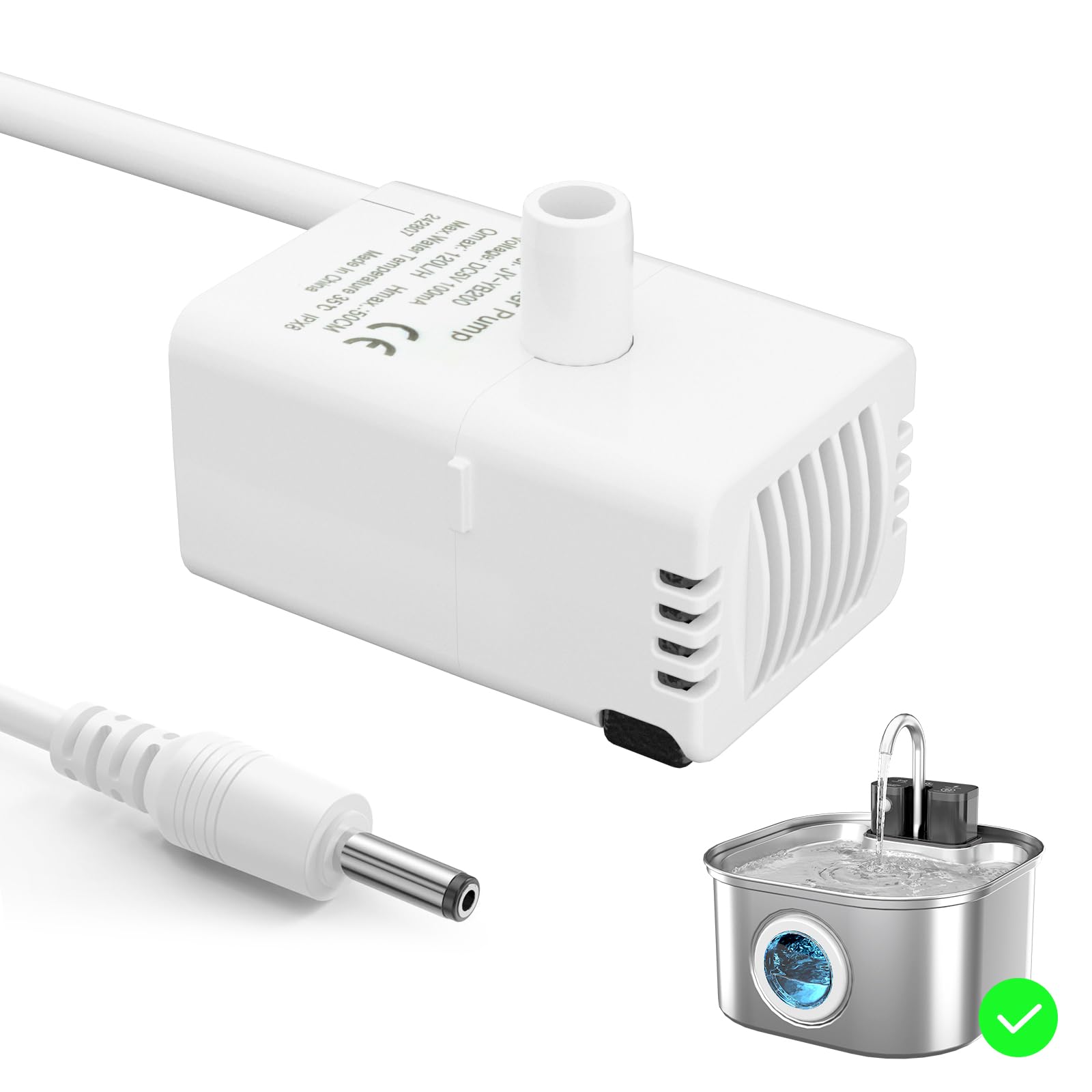 Cat Water Fountain Replacement Pump for 3.2L/108oz Wireless Stainless Steel Cat Fountains (SB05)