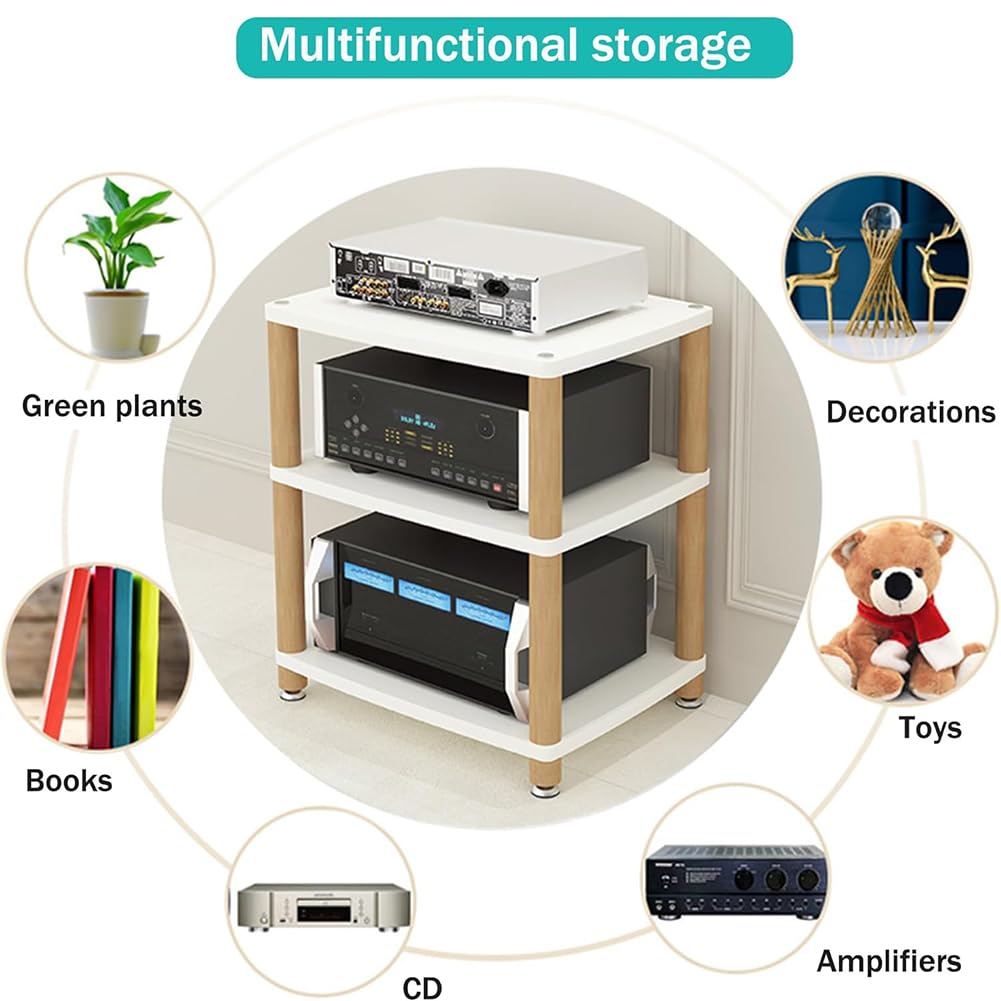 AV Media Stand, Praticolo Per Leggi Discografici Professionisti, Supporto Per Console Per Videogiochi Per Sala Da Gioco, Scaffali Della Console Da Gioco,White 60 * 48 * 46cm