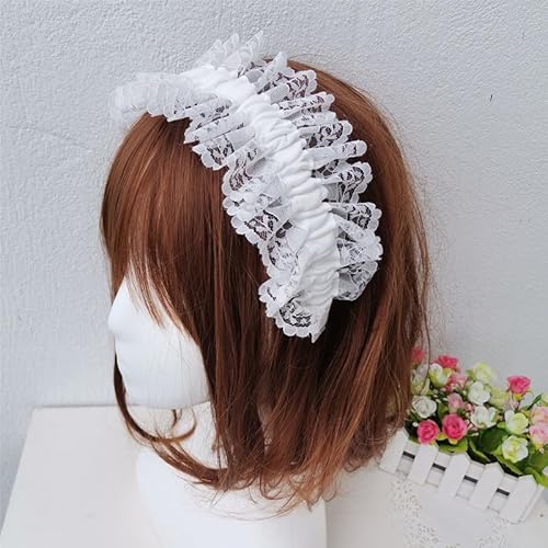 Furimuk Lolita White Lace Headband Headdress Gothic Vintage Cosplay Hair Accessories For Tea Party Princess cover