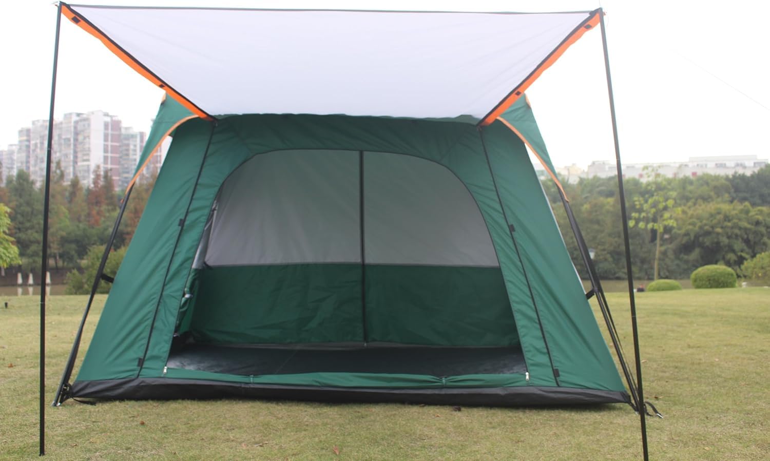 Tenda Campeggio 5-8 persone, 4 Stagioni Doppio Strato Tent Familiare Tunnel Zaino Copertura impermeabile Antivento pavimento cucito Attività All'aperto Viaggi