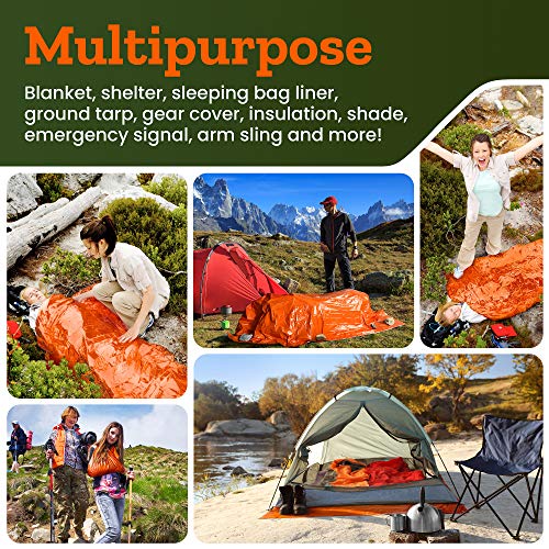 Image of 4-Pack Emergency Space Blankets, 83x52 inches, Silver, Polyester, High Thermal Performance, Water Resistant, Compact, Unisex, All Seasons, Survival, Car, Reflective Material, Lightweight