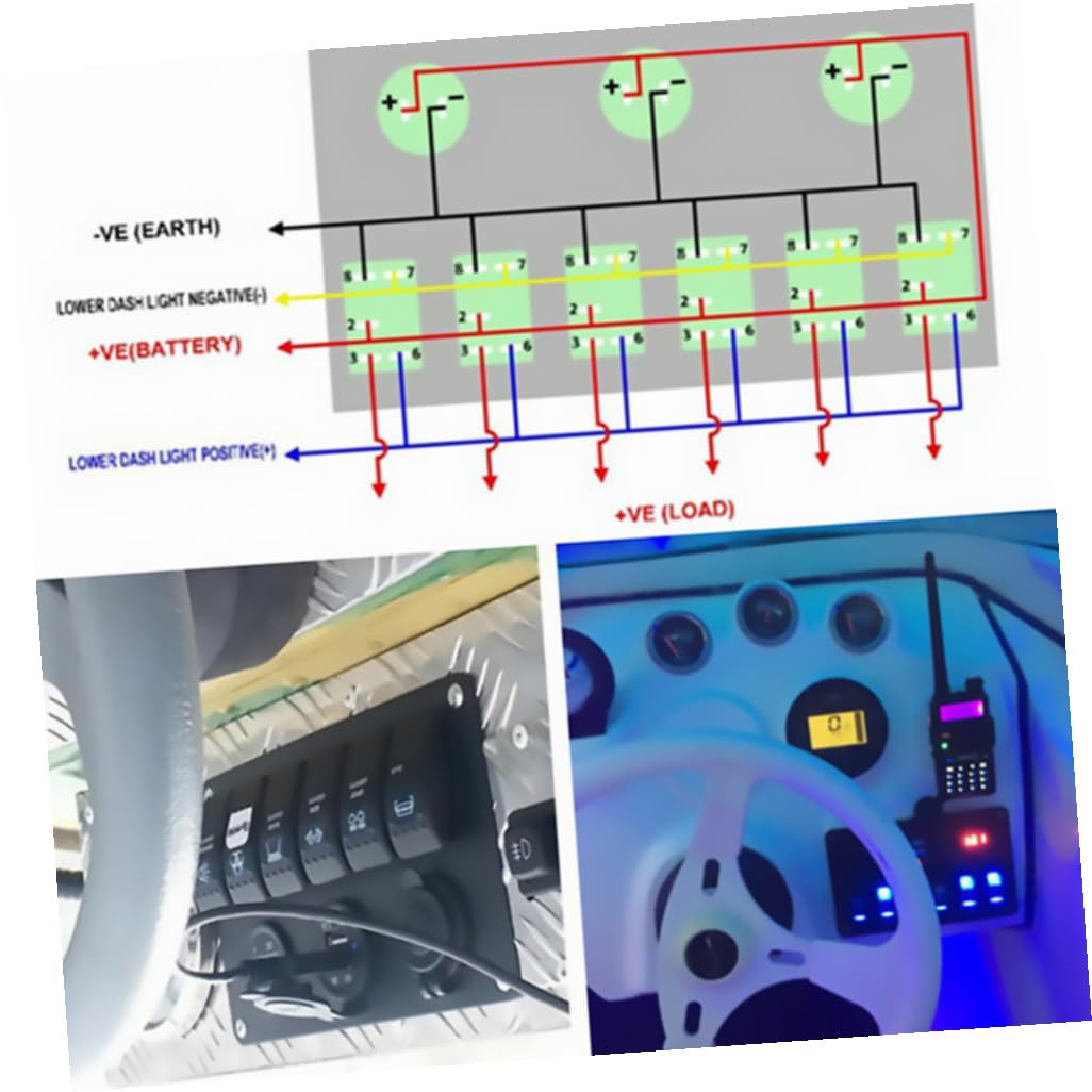 Pannello Interruttori Barca 5 Posizioni 12v 24v Display