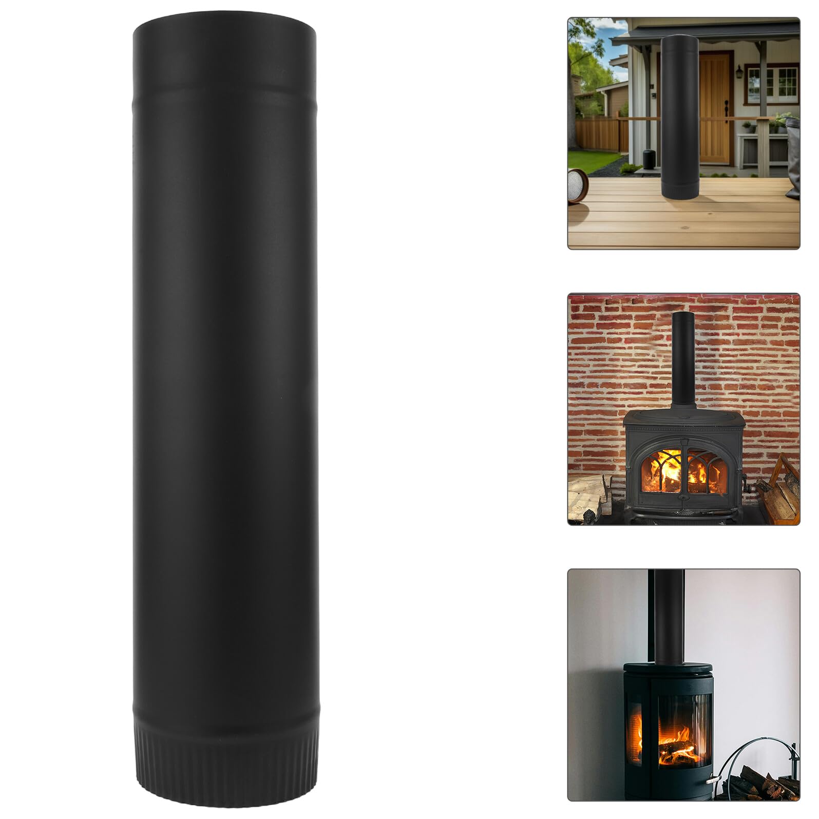 Tubo Fumaria Inox Nero per Stufa a Pellet e Legna da Casa | Acciaio Inossidabile, Giunti Stagni, Resiste al Calore, Riduce Deformazioni e Danni
