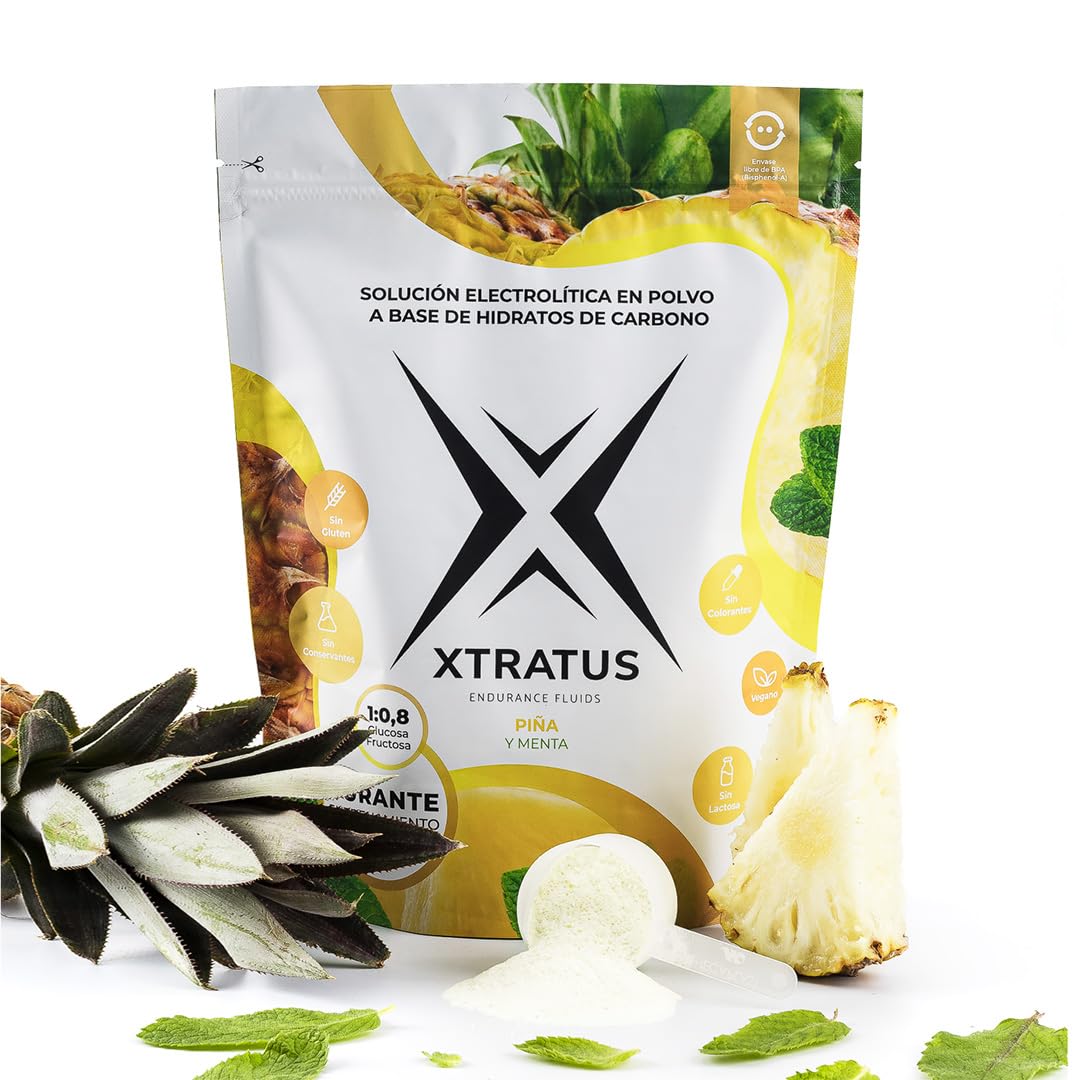 Bebida Deportiva De Carbohidratos Rápida Absorción Mezcla 1-0,8 Y Electrolitos Con Piña Menta Naturales Sin Aditivos Para Hidratación Energía Máxima XTRATUS