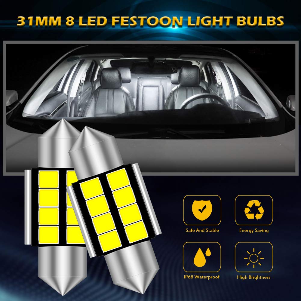 KATUR Super jasne chipsety 5630 aluminium CanBus bez błędów 31 mm DE3175 DE3021 DE3022 6428 7065 LED Festoon mapa drzwi wnętrza samochodu światła kopułowe ksenonowe białe 12 V 10 sztuk