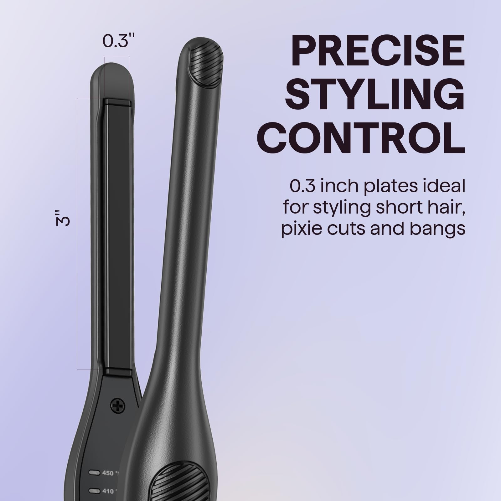 Wavytalk Pencil Flat Iron, 3/10" Small Iron for Short Hair, Pixie Cut and Bangs, Tiny Beard Straightener with Dual Voltage & Adjustable Temp, Mini Hair Edges Heating Up in 15s