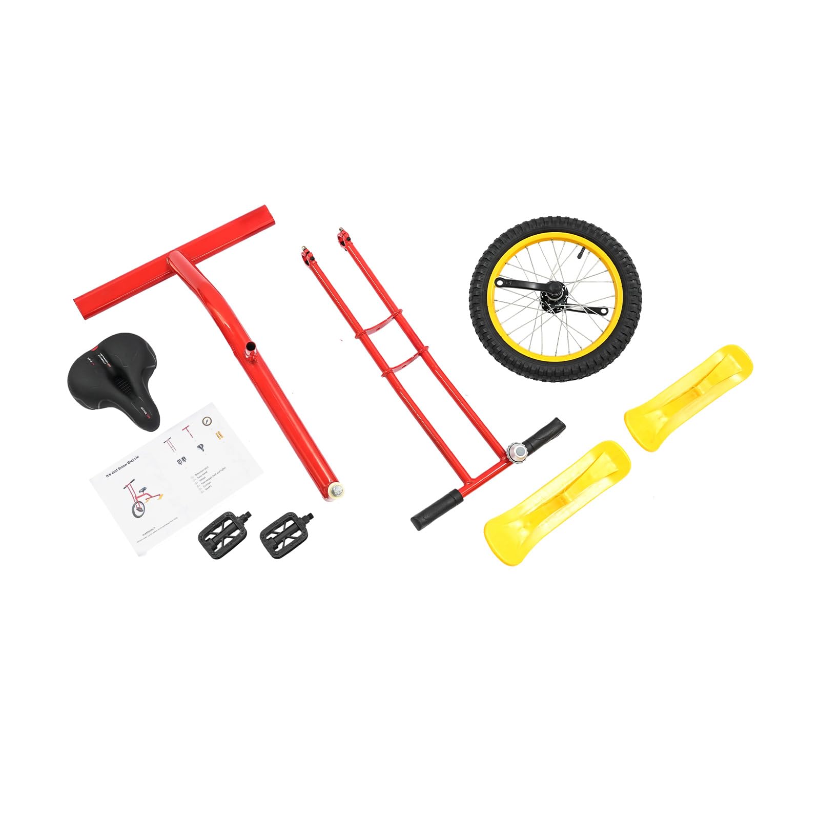 Monopattino da neve, portata 100 kg, leggero, con sella, snowboard, 108 x 58 x 86 cm | Azionamento a una ruota, slittino con allarme, campanello da sci, bicicletta per gite in famiglia, attività in campus