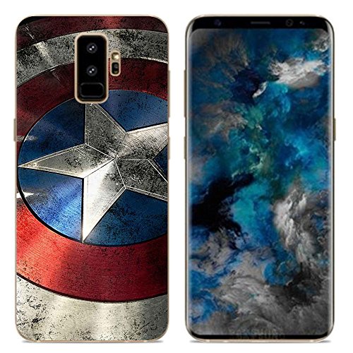 Aksuo Funda For Samsung Galaxy S9 Plus , TPU Anti-Rasguño Anti-Golpes Cover Protectora Transparente Claro TPU Caso Bumper Slim Silicona Case - Capitán America