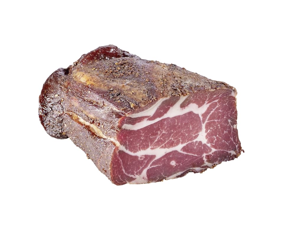 Almgourmet - Knoblauchspeck - 2 Stück je 400g - kräftiger Speck aus dem Nacken - in Knoblauchlake gepökelt