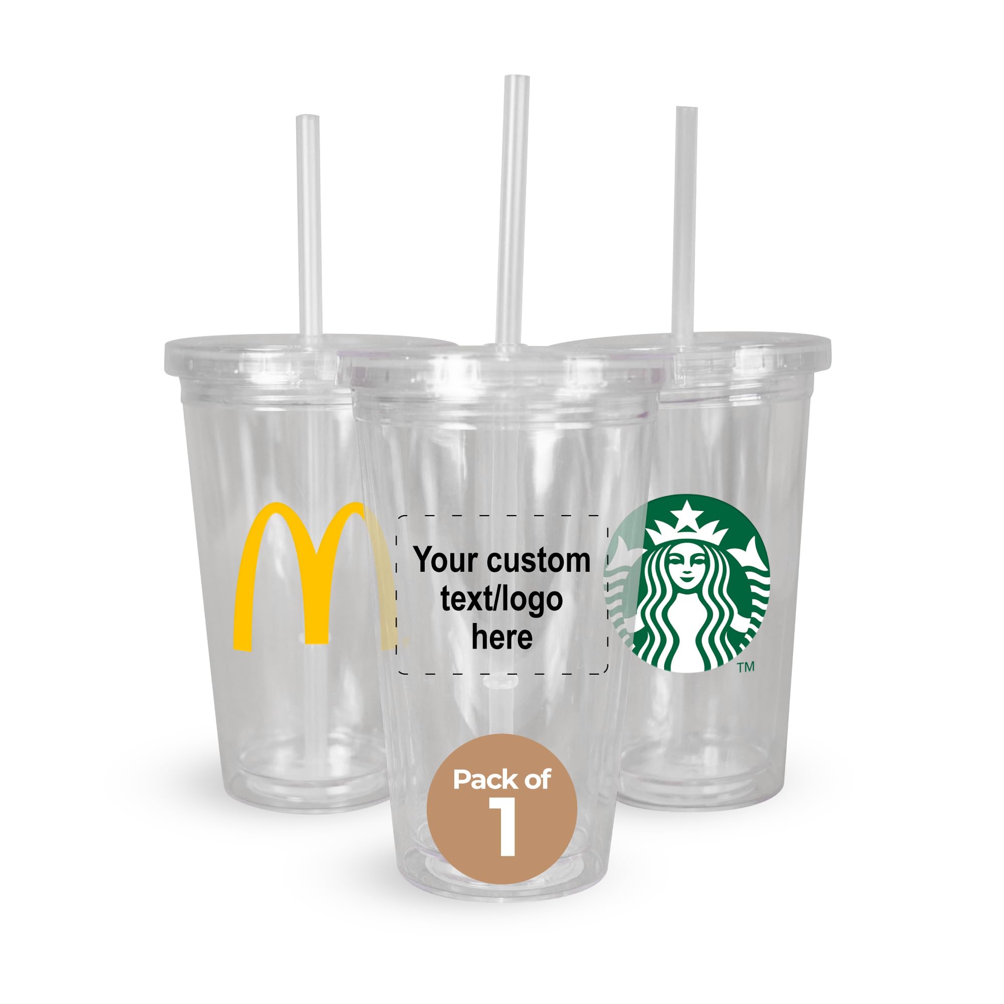 Amazon.com: Set of Custom Clear Acrylic Tumblers 16oz, Personalized Bulk  Pack Insulated Plastic Promotional Tumblers BPA Free, Perfect for Iced  Coffee, Soda, Hot Drinks & Cold, Double Wall Logo (1 Count) :