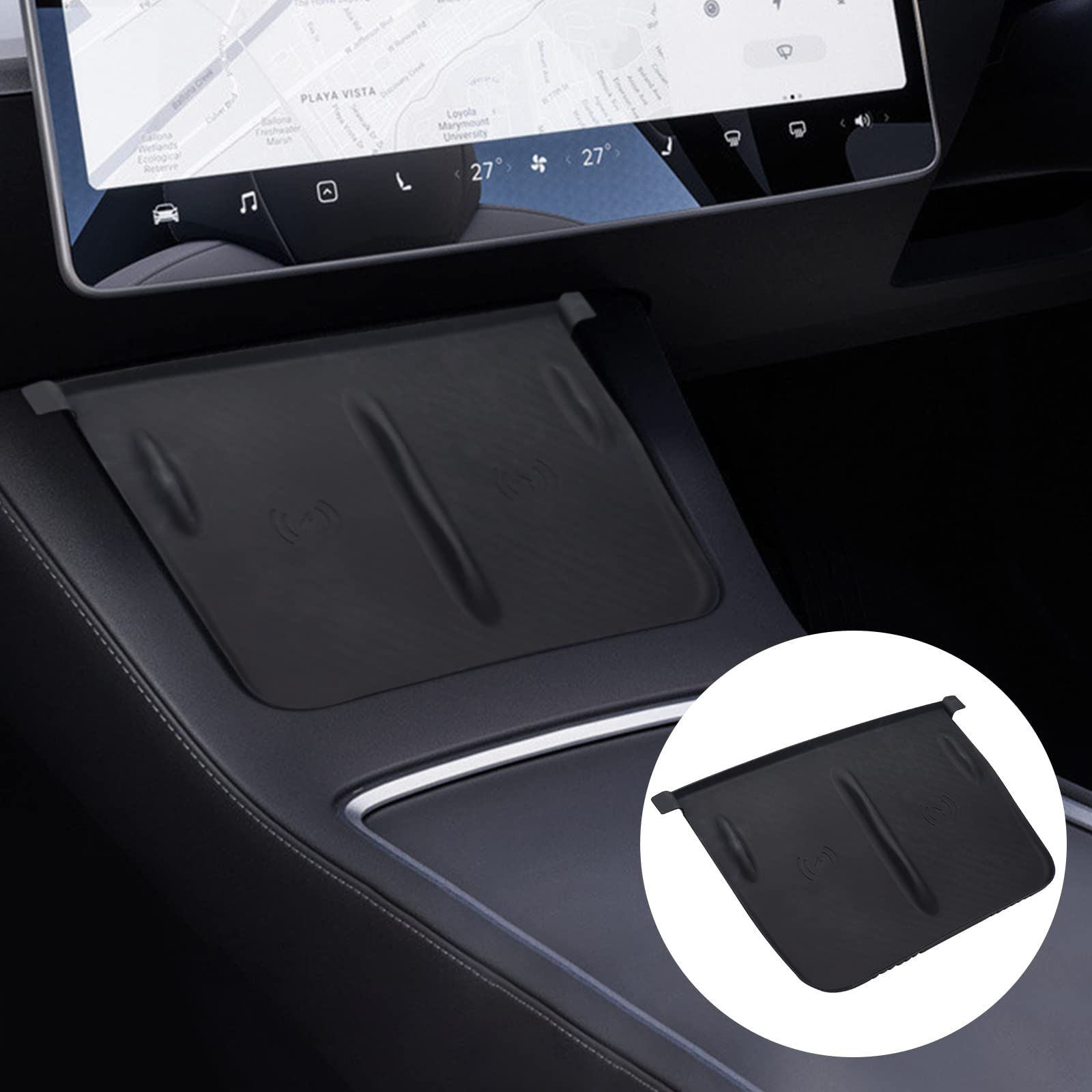 Non-Slip Center Console Wireless Charging Mat for 2021-2024