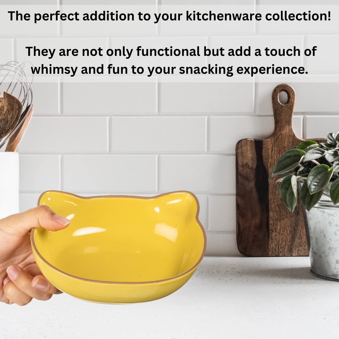 House of Daisy Ceramic Cat Bowls | Himalayan (Large), Set of 2 | Cute Cat Shaped | Food Safe for Cats or People | Snack, Fruit, Ice Cream, Nut, Lunch
