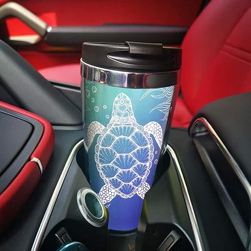 Miniatura 4 de CUAJH Bonita taza de café de viaje de tortuga marina para mujeres y hombres, vaso térmico con envoltura, tapa e interior de acero inoxidable, 14
