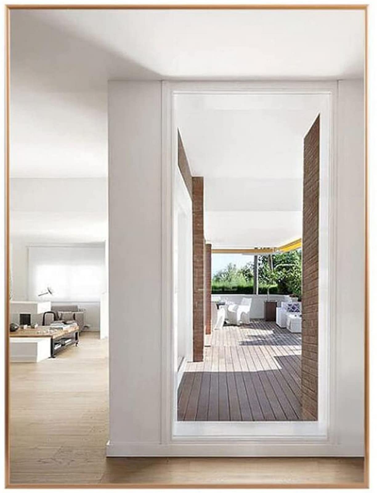 Cosmetic Mirror Wall Mirror Wall-Mounted Mirror Bathroom Mirrors Rectangular Wall Mirror Bathroom Vanity Mirror,Metal Framed Mirror With 4 Hanging Hoo