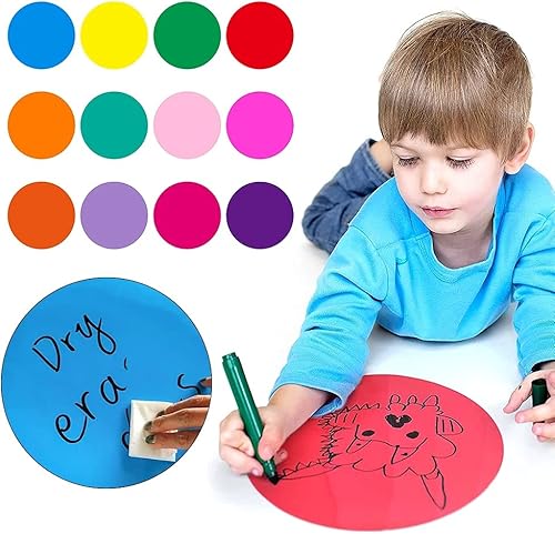 Miniatura 2 de 12 calcomanías de vinilo extraíbles, de colores, de borrado en seco, círculos, pizarras blancas, calcomanías de pared para taladros y entrenamiento,