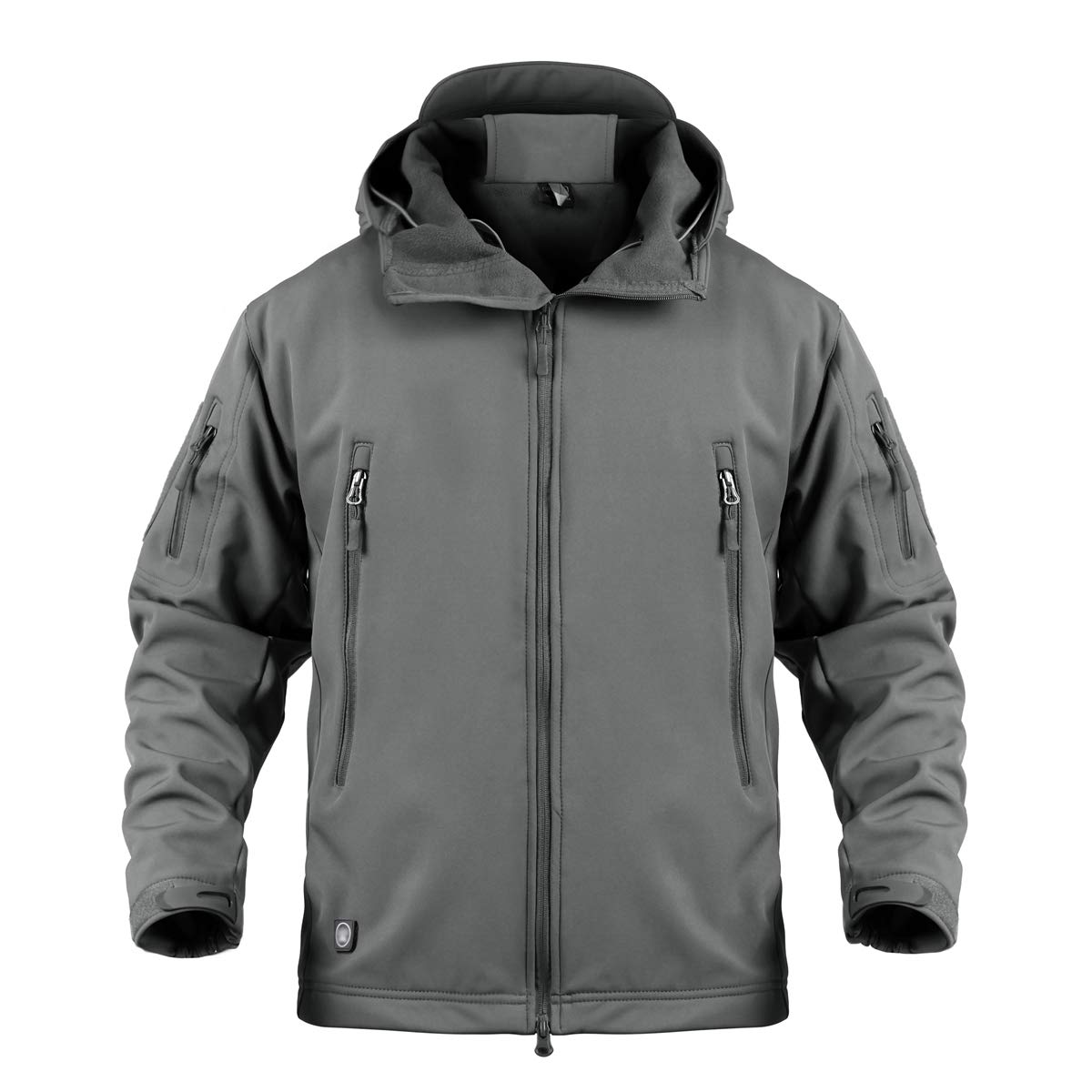 Men's Outdoor Softshell Jacket Military Coat Fleece Lining Windproof Water-Resistant Multi-Pockets with Foldable Hoodie