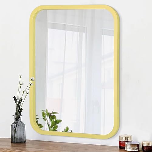 Espejo de pared enmarcado con esquina redondeada, espejo rectangular moderno para baño, panel de vidrio, espejo decorativo montado en la pared, disponible en Yaxa Venezuela