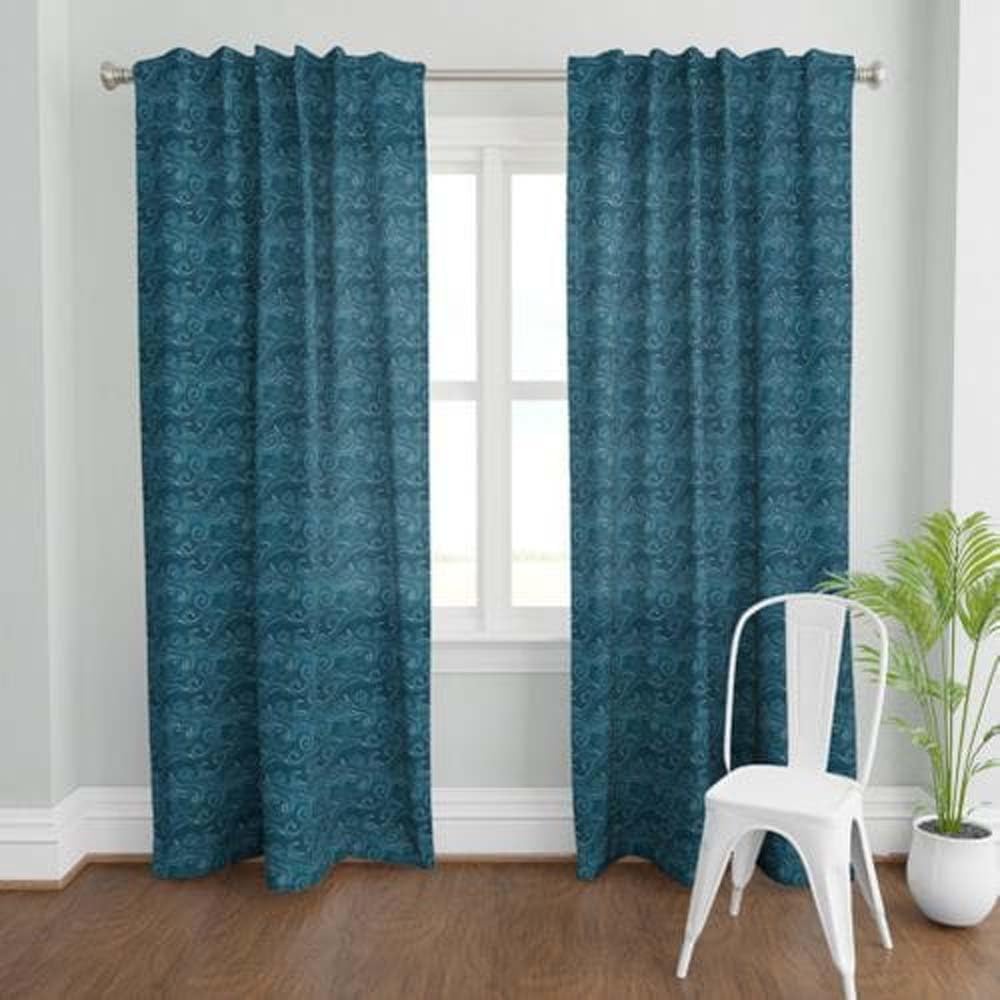 TailoringIndia Digital Dark Green Texture Design Printed Curtains for Windows, Doors, and Extra-Long Doorways - Elegance Redefined, Set of 1,pcs (Long Door - 9ft)