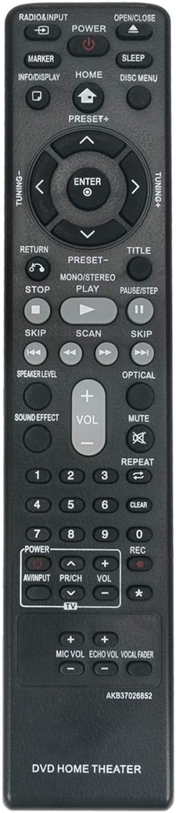 AKB37026852 Replacement Remote Control Applicable for LG DVD Home Theater System DH4130S DH4430P DH4530T S43S2-S S63T1-C S43S1-W S43T1-S S43S3-S S43S3-W AKB37026852 Replacement Remote Control Applicable for LG DVD Home Theater System DH4130S DH4430P DH4530T S43S2-S S63T1-C S43S1-W S43T1-S S43S3-S S43S3-W