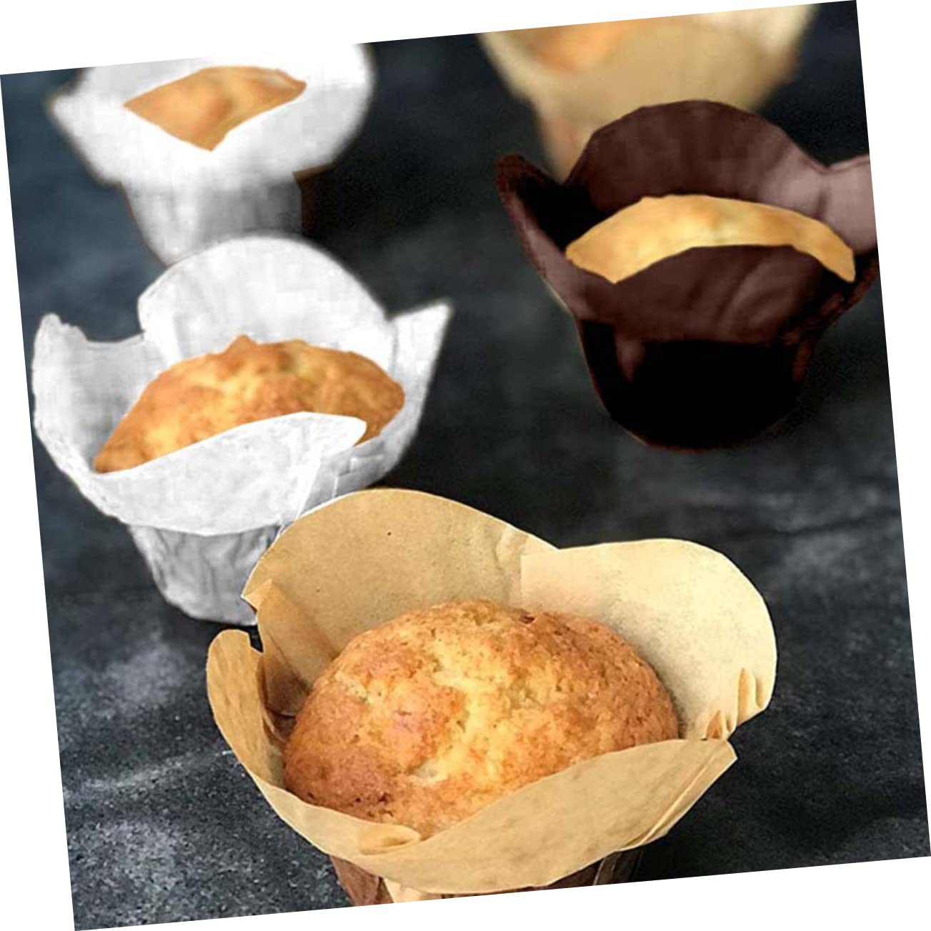 Zerodeko 400pièces Caissettes à Papier Moules à Muffins De Moyenne Style Lotus Idéales Pour Célébrations Et Pâtisseries